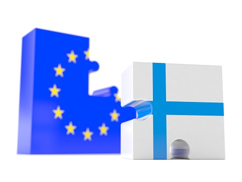 European union with Finland isolated on white background