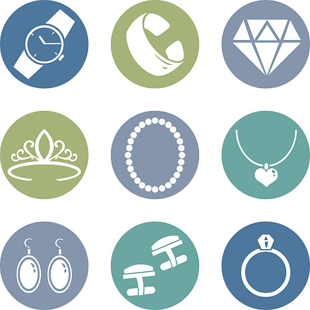 Vector Set of Jewellery Icons Vector Set of Jewellery Icons diamond ring clipart stock illustrations