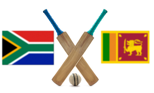 South Africa vs Sri Lanka Cricket Match concept with their countries flag