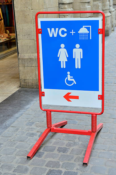 istock Toilet and shower sign 466640356