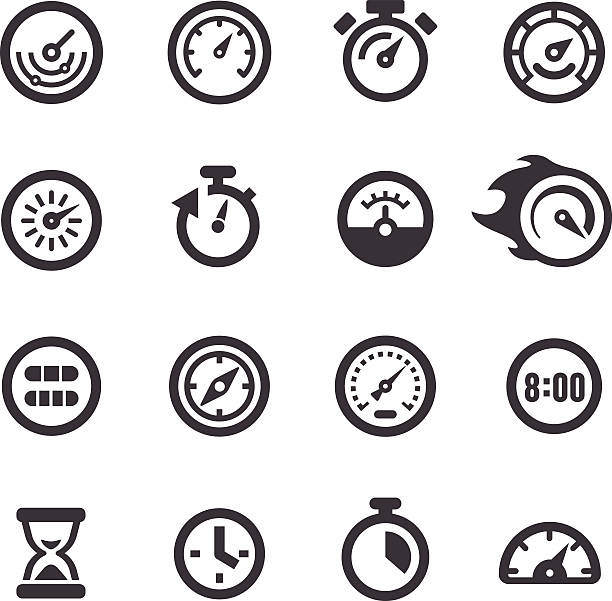 게이지 및 속도계 아이콘-acme 시리즈 - speed speedometer gauge computer icon stock illustrations