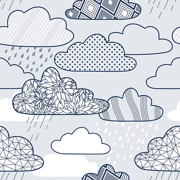 ilustrações, clipart, desenhos animados e ícones de padrão de vetor com nuvens - decoration seamless drop occupation