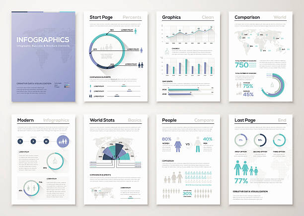 Big collection of infographic business brochures and graphics vector art illustration
