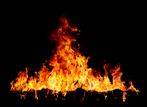 Fire isolated over black background