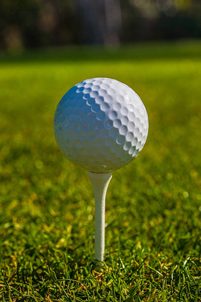 istock Golf ball sits on a wooden tee 466648198