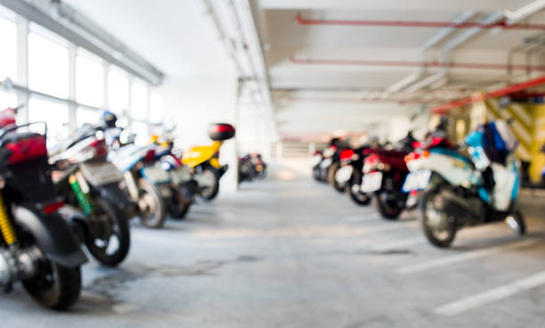 istock Blur background urban indoor motorcycle parking 466648376