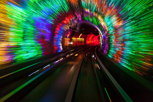 istock futuristic super speed traffic  blur motion in tunnel 466649332