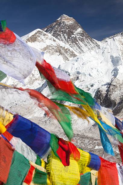 istock Mount Everest with buddhist prayer flags from Kala Patthar 466652212