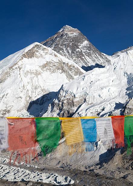 istock Mount Everest with buddhist prayer flags from Kala Patthar 466652214
