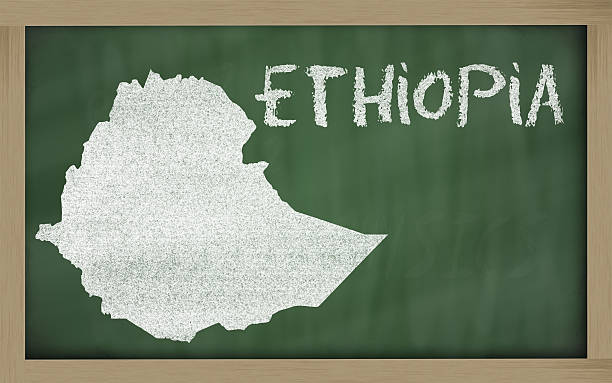 istock outline map of ethiopia on blackboard 466652500