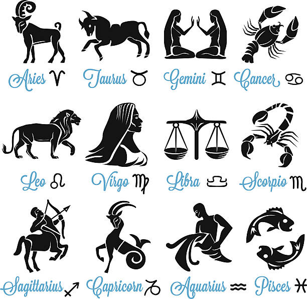 Black Zodiac Icons On White Background Stock Illustration - Download Image  Now - Astrology Sign, Gemini - Astrology Sign, Lion - Feline - iStock