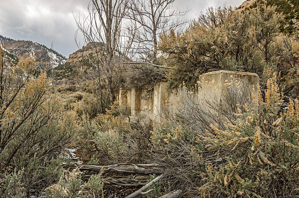 Ghost Town Foundation Part of a foundation in a Utah ghost town carbon county utah stock pictures, royalty-free photos & images