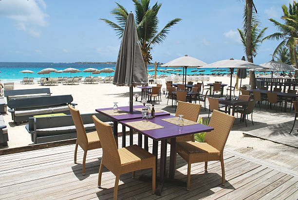 istock Deck of a Beach Restaurant. Orient Beach. St. Martin. 466657138