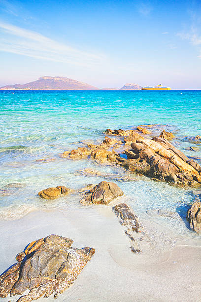 Silent beach at the Mediterranean beach 