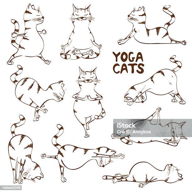 Funny Sketch Cat Doing Yoga Position Stock Illustration - Download Image Now - Domestic Cat, Undomesticated Cat, Yoga