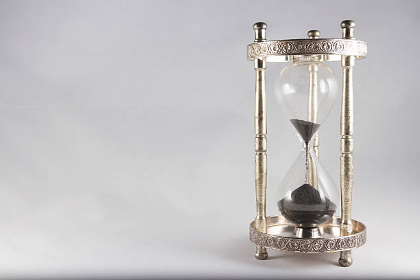 Hourglass Old Fashioned Hour Glass Black Sand Almost Empty Stock