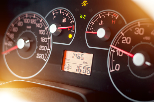 Modern car dashboard closeup view