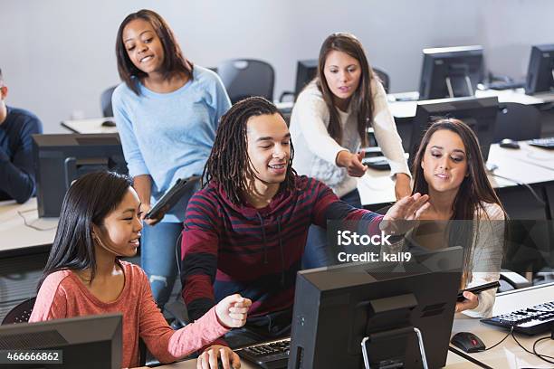 Students Using Computers Stock Photo - Download Image Now - 16-17 Years, 18-19 Years, 20-29 Years