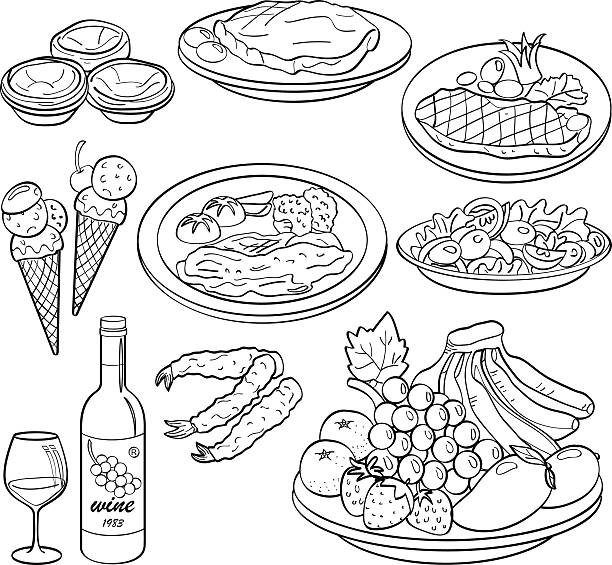 питание и напитки - бифштекс иллюстрации stock illustrations