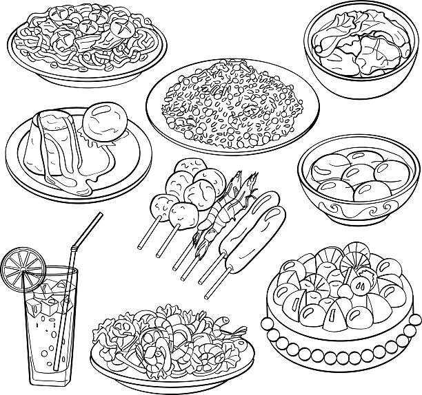 ilustraciones, imágenes clip art, dibujos animados e iconos de stock de alimentos y bebidas - croquetas