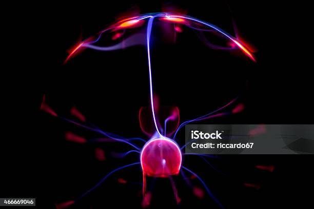 Plasma Static Electricity On A Tesla Sphere Stock Photo - Download Image Now - 2015, Abstract, Artificial