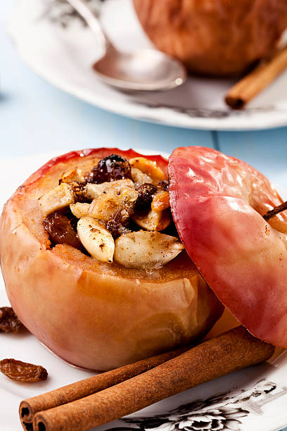 istock Baked apples with nuts and raisins 466669367