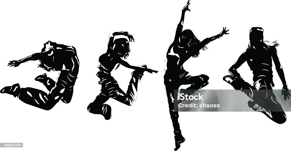Young woman dancers jumping Young women dancers jumping. Dancing stock vector