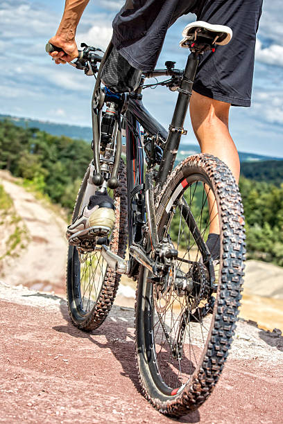 istock Handicapped mountain bike rider before downhill ride 466671978