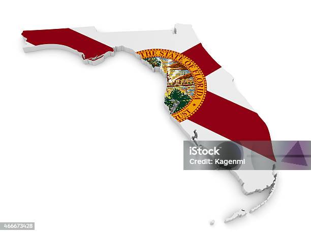 Geographic Border Map And Flag Of Florida The Sunshine State Stock Photo - Download Image Now