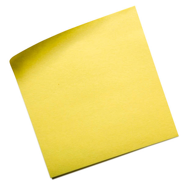 istock Yellow curly postit isolated on white with clipping path 466673850