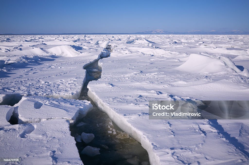 Ice sea crack Arctic cold sea, solid ice landscape with crack Antarctica Stock Photo