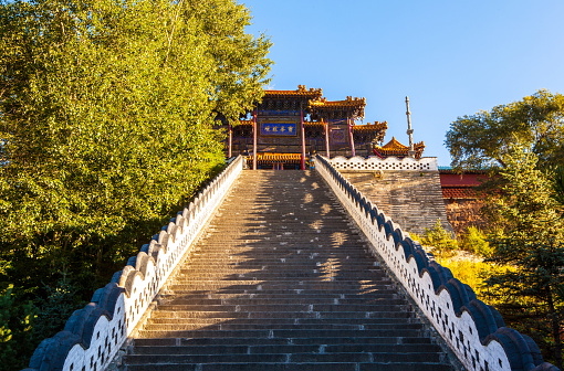 The Buddha top (Mount Wutai) temple is one of Mount Wutai Temples. In the Qing Dynasty, the Buddha top temple was royal temple. The Mount Wutai is one of famous Buddhist holy land and tourism destination in China.