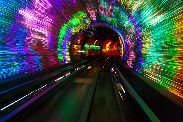 istock Futuristic super speed traffic blur motion in tunnel 466682466