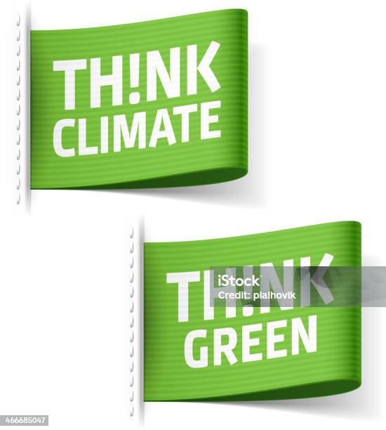 Think Climate And Think Green Labels Stock Illustration - Download Image Now - Care, Climate, Clothing