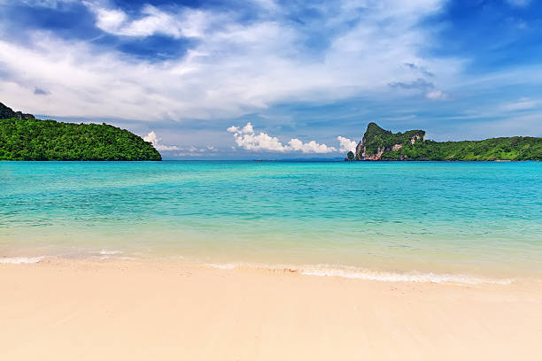 ilha tropical com operadores-ilha de phi phi, província de krabi, t - thailand beach nautical vessel phuket province imagens e fotografias de stock