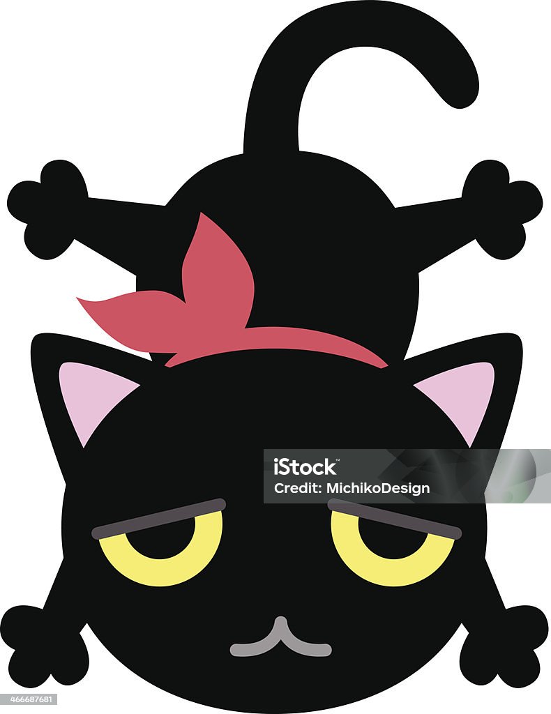 Negro cat - arte vectorial de Acostado libre de derechos