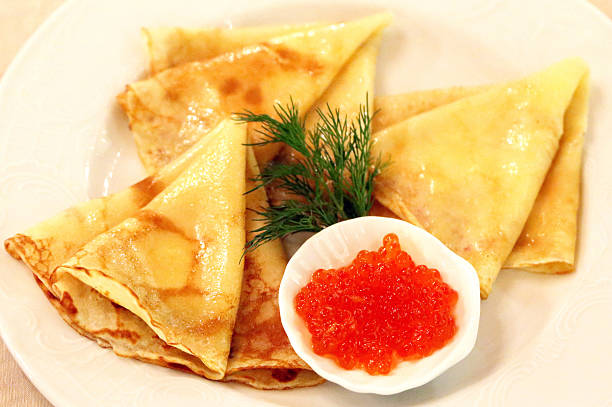 istock Delicious pancakes with red caviar 466688416