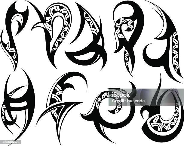 Tribal Tattoo Stock Illustration - Download Image Now - 2015, Black Color, Curled Up