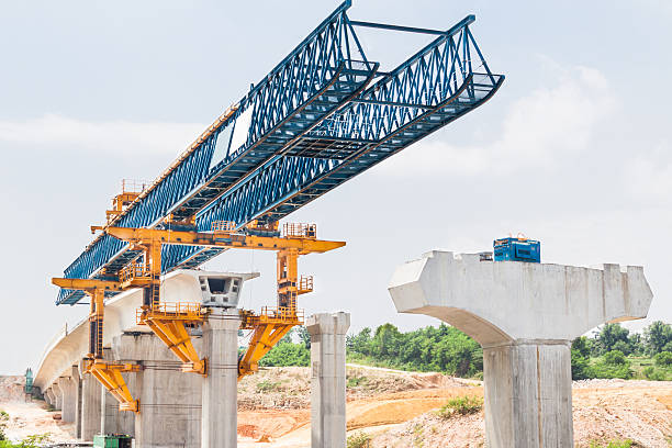 lavori in corso di mass rapid transit linea - bridge incomplete construction building activity foto e immagini stock