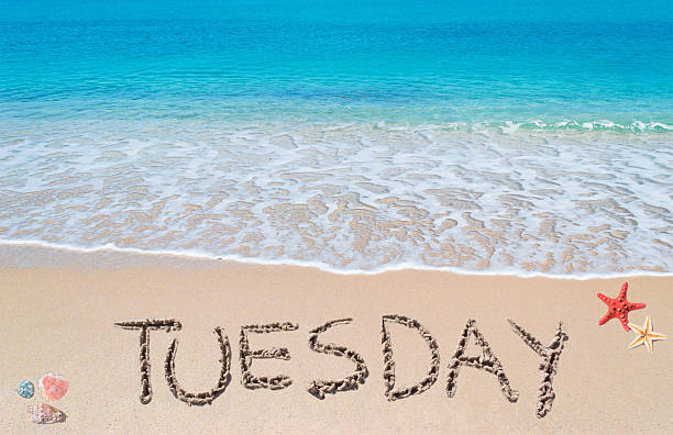 Tuesday On A Tropical Beach Stock Photo - Download Image Now - 2015, Alphabet, Beach - iStock