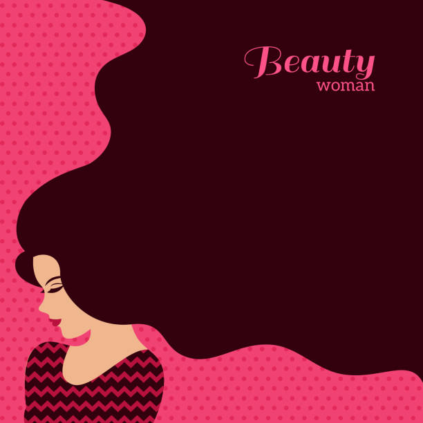 Vintage Fashion Woman with Long Hair. Vector Illustration Vintage Fashion Woman with Long Hair. Vector Illustration. Stylish Design for Beauty Salon Flyer or Banner. Girl Silhouette - cosmetics, beauty, health spa, fashion themes. hair posters for salon stock illustrations