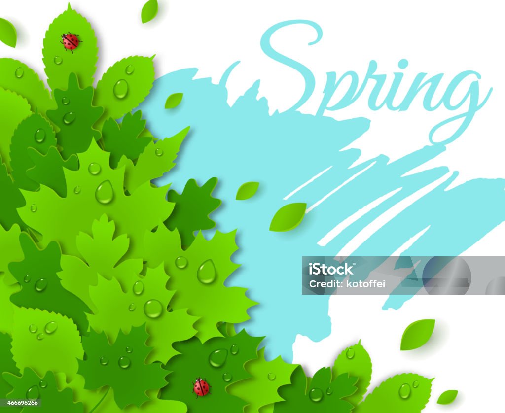 Graphics Spring Leaf Spring Design With Green Leaves Spring Concept Stock Illustration ...