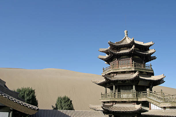 istock Temple at Crescent Lake in Dunhuang, China 466696579