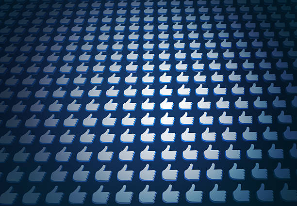 Massive Facebook likes social media popularity wall of like and fans internet media social communication and opinion stars in your eyes stock pictures, royalty-free photos & images