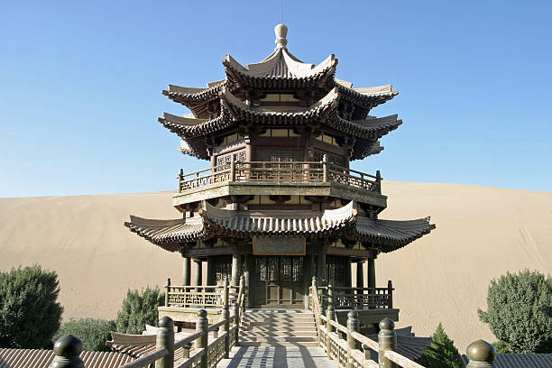 istock Temple at Crescent Lake in Dunhuang, China 466696903