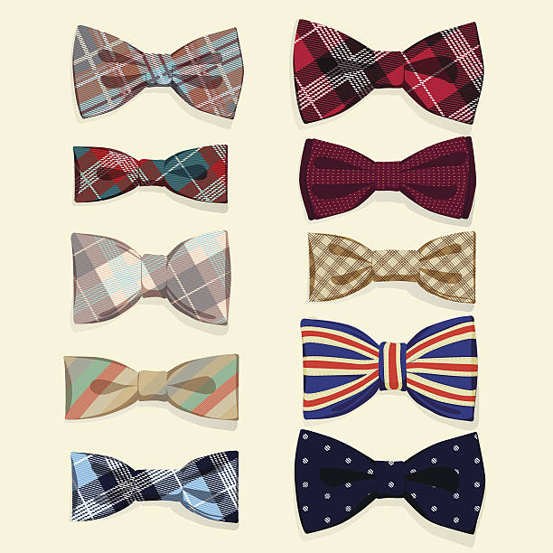 zestaw wektor muszek - bow tie stock illustrations