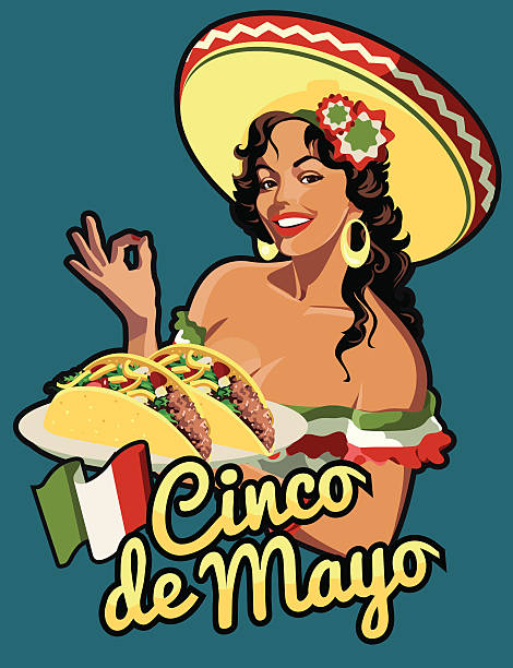 Cinco e mayo mexican girl vector art illustration
