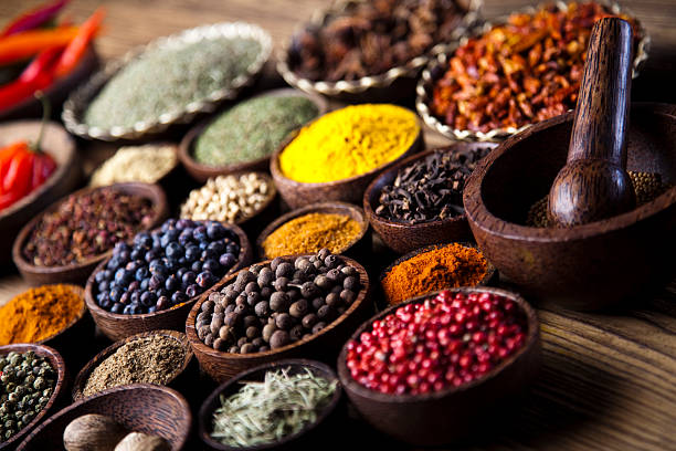 istock Spices on wooden bowl background 466699811