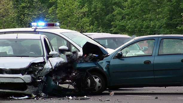 istock Car of road accident 466700304