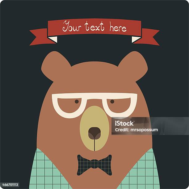Hipster Bear With Copy Space Stock Illustration - Download Image Now - Bear, Clip Art, Color Image